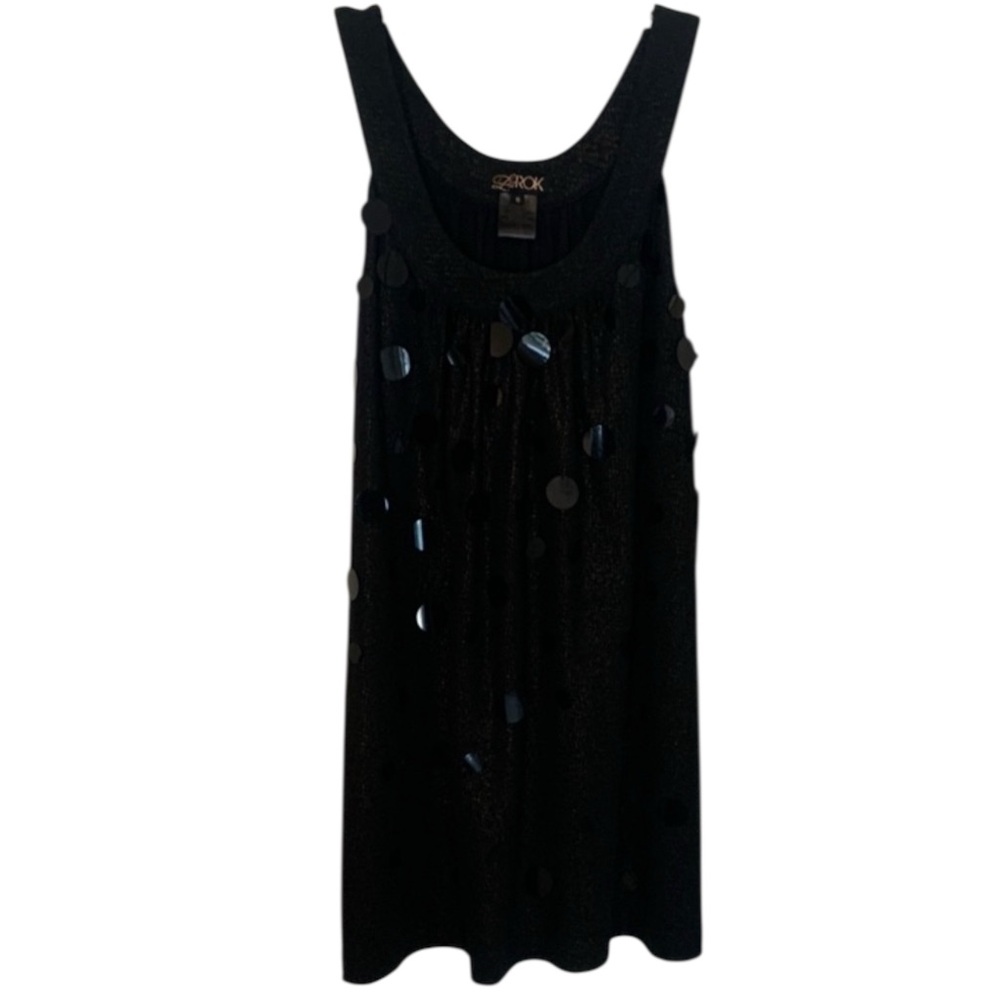 LaRok Black Sequin Mini Dress Scoop Neck Sleeveless NWT
